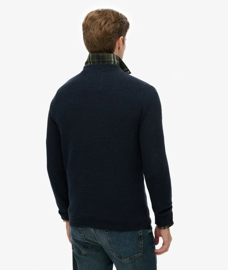 Superdry Light Weight Cotton Texture Jumper Eclipse Navy Twist-4