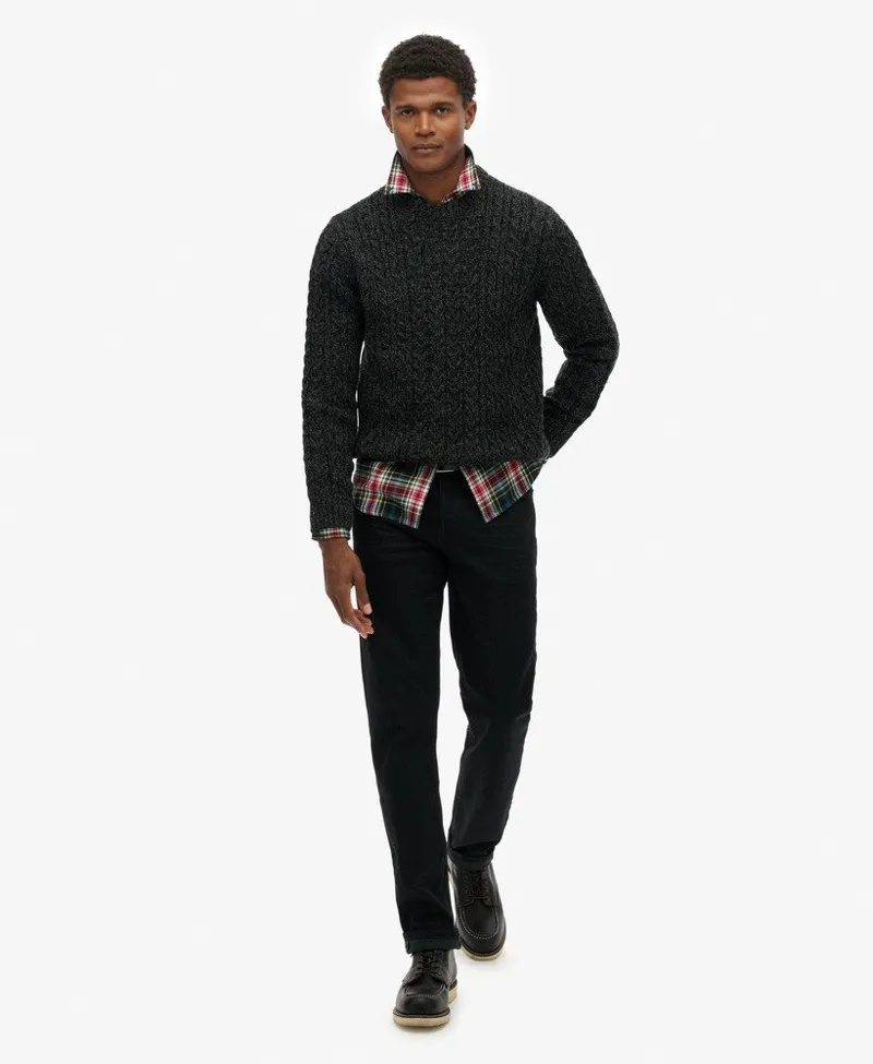 Superdry Jacob Knit Cable Jumper Black -1