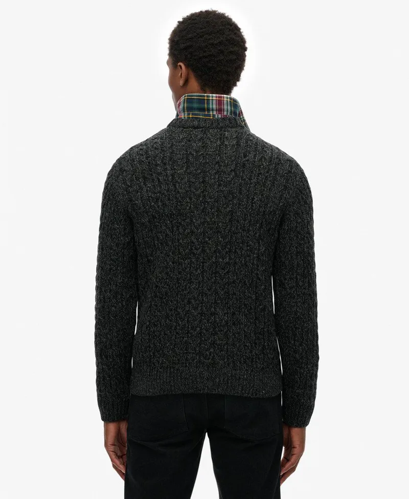 Superdry Jacob Knit Cable Jumper Black -2