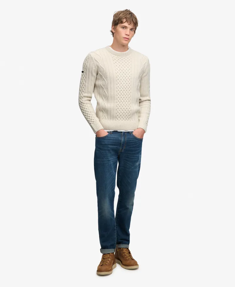 Superdry Jacob Cable Knit Jumper Ecru-3