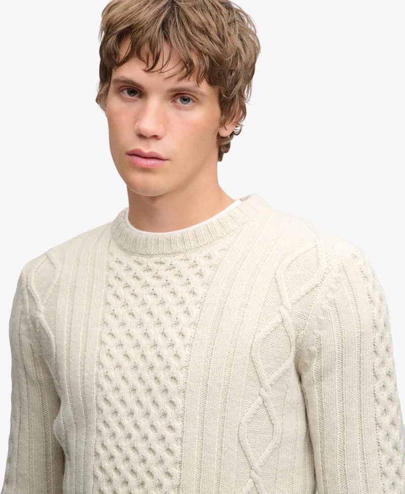 Superdry Jacob Cable Knit Jumper Ecru-4