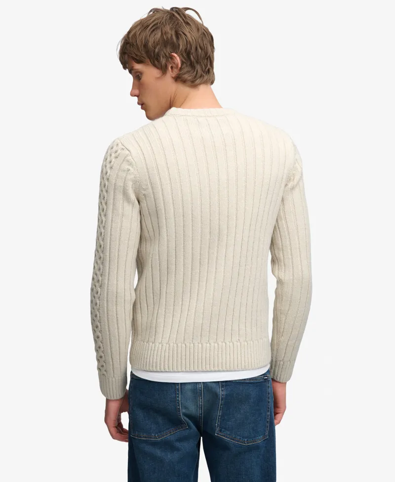 Superdry Jacob Cable Knit Jumper Ecru-5
