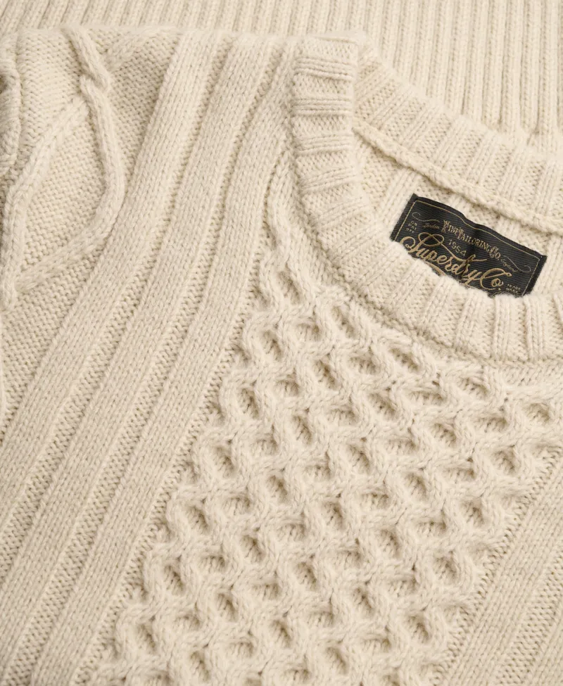 Superdry Jacob Cable Knit Jumper Ecru-6