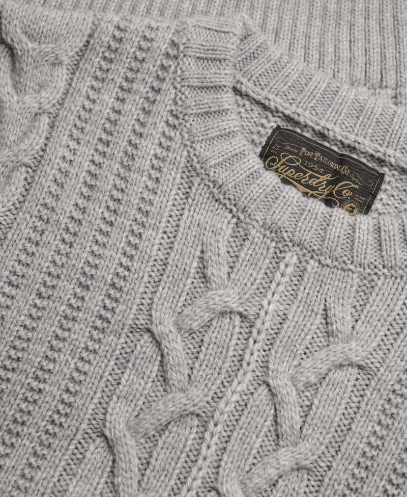 Superdry Jacob Cable Knit Jumper Mid Grey-6