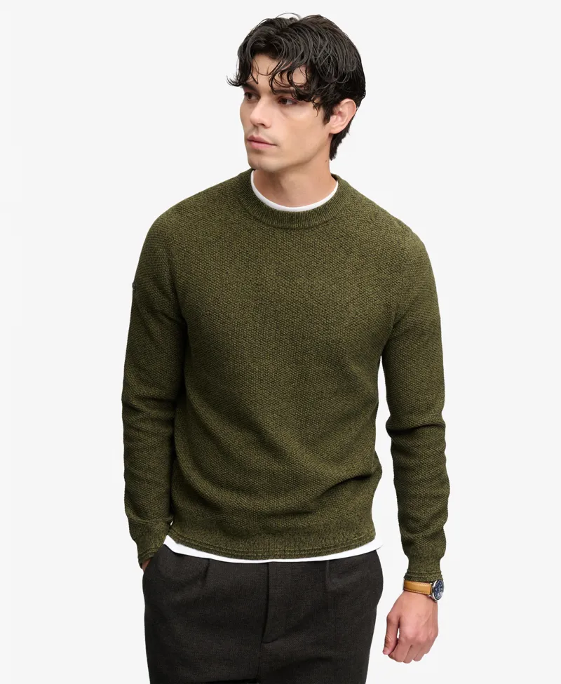 Superdry Texture Knit Jumper Olive / Black Twist -1