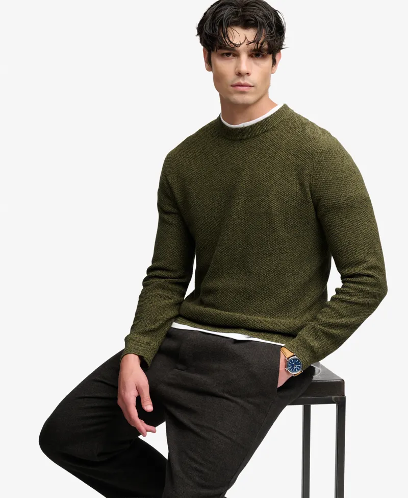 Superdry Texture Knit Jumper Olive / Black Twist -2