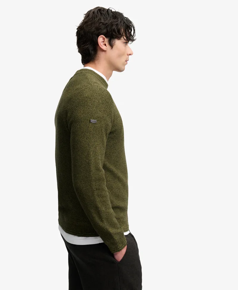 Superdry Texture Knit Jumper Olive / Black Twist -3