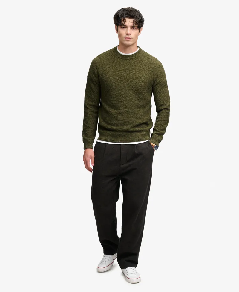 Superdry Texture Knit Jumper Olive / Black Twist -4