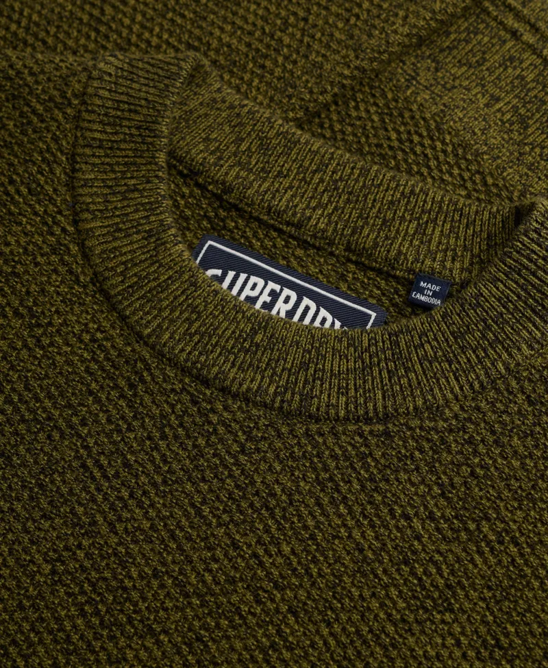 Superdry Texture Knit Jumper Olive / Black Twist -6
