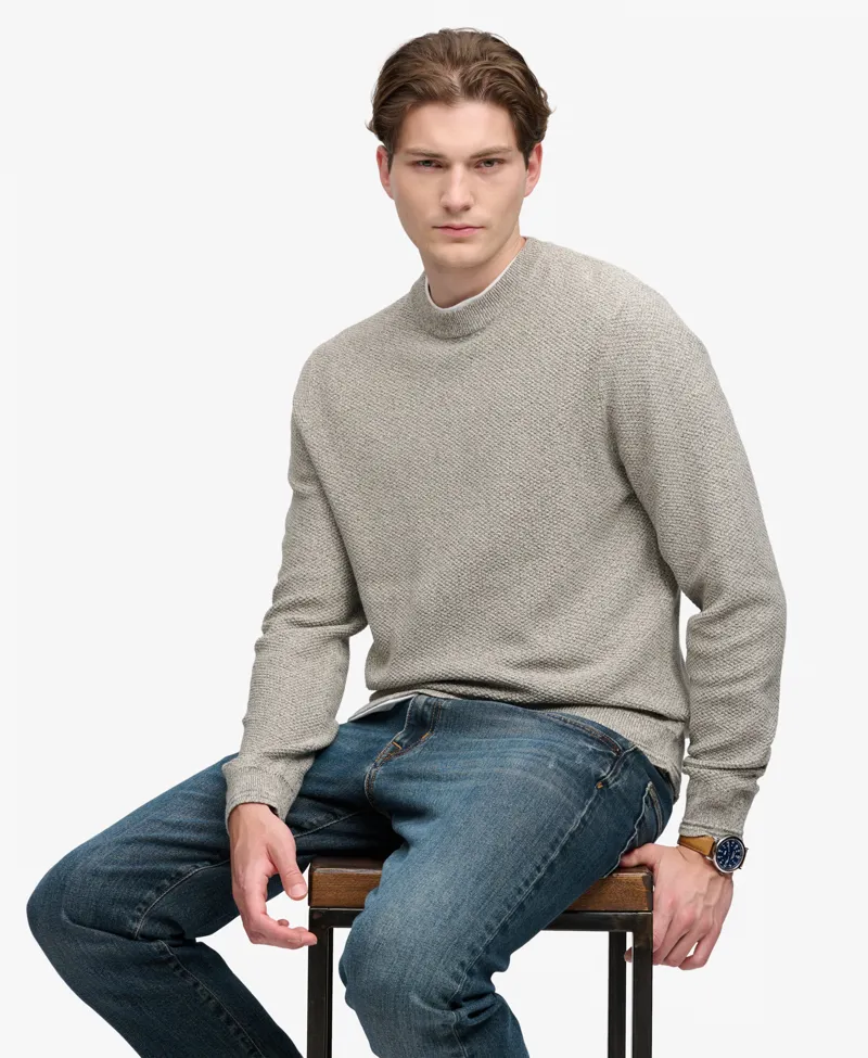 Superdry Texture Knit Jumper Beige/Grey Twist -1