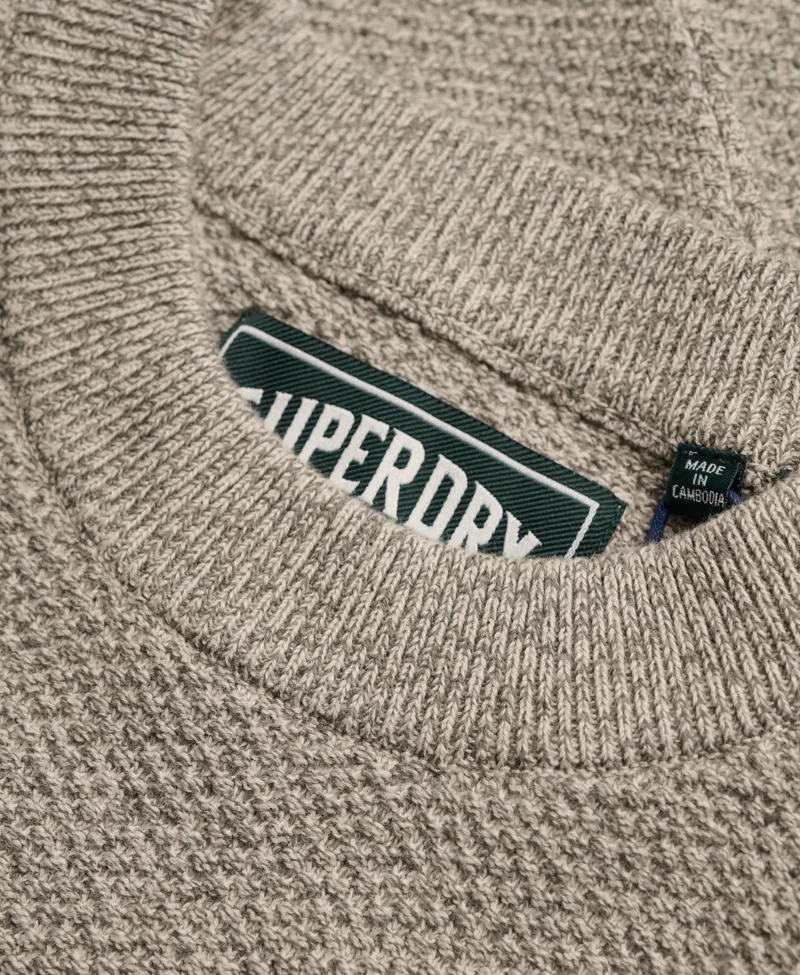 Superdry Texture Knit Jumper Beige/Grey Twist -5