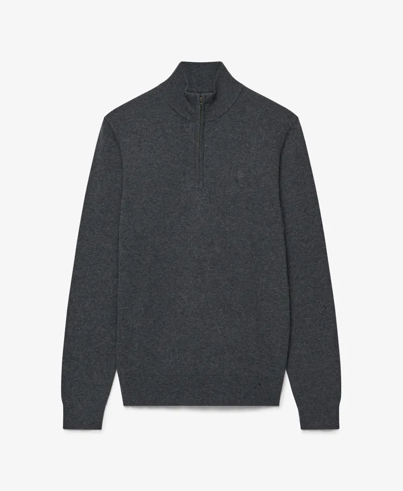 Superdry Essential Lightweight Wool Blend Half Zip Jumper Grey