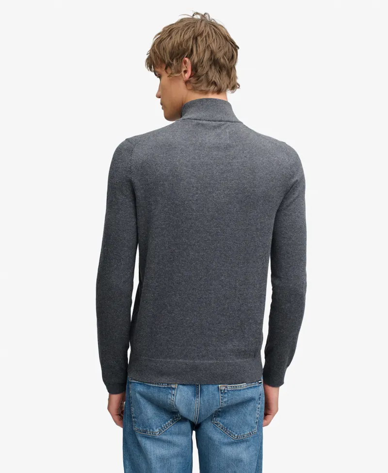 Superdry Essential Lightweight Wool Blend Half Zip Jumper Grey-6