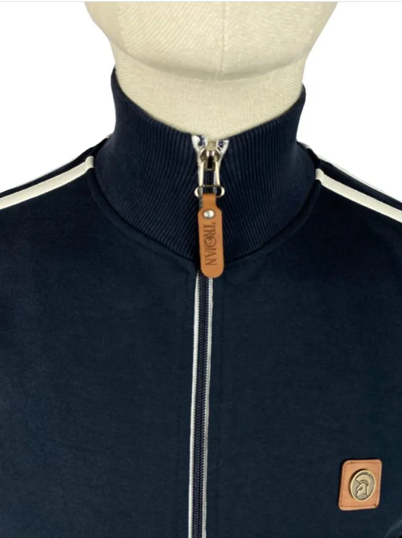 Trojan Twin Stripe Plain Track Top Navy-1