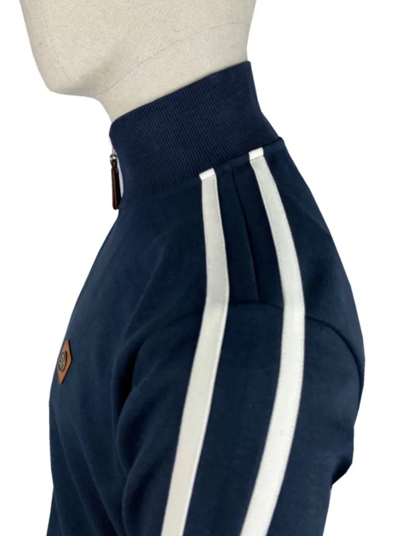 Trojan Twin Stripe Plain Track Top Navy-2