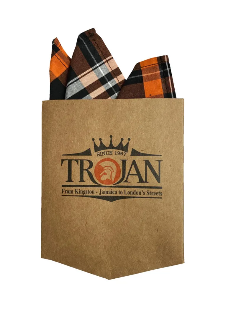 Trojan Windowpane Check S/S Shirt Black/Orange/Ecru -2