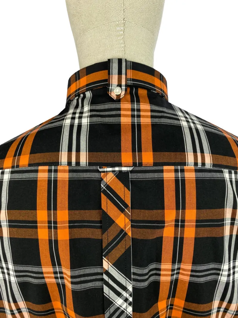 Trojan Windowpane Check S/S Shirt Black/Orange/Ecru -4