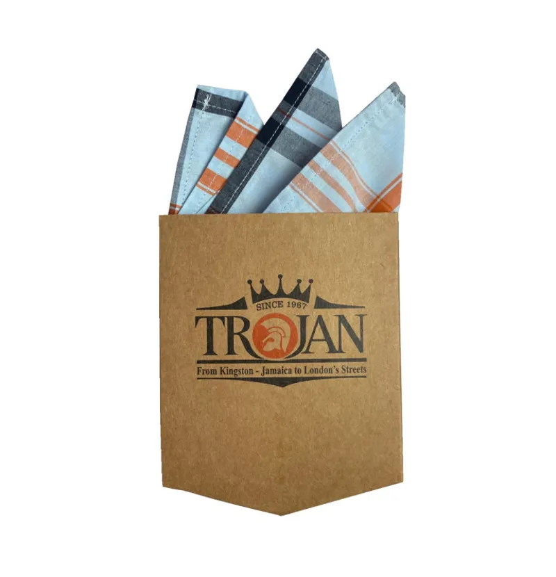 Trojan Windowpane Check S/S Shirt Sky/Navy/Orange-3
