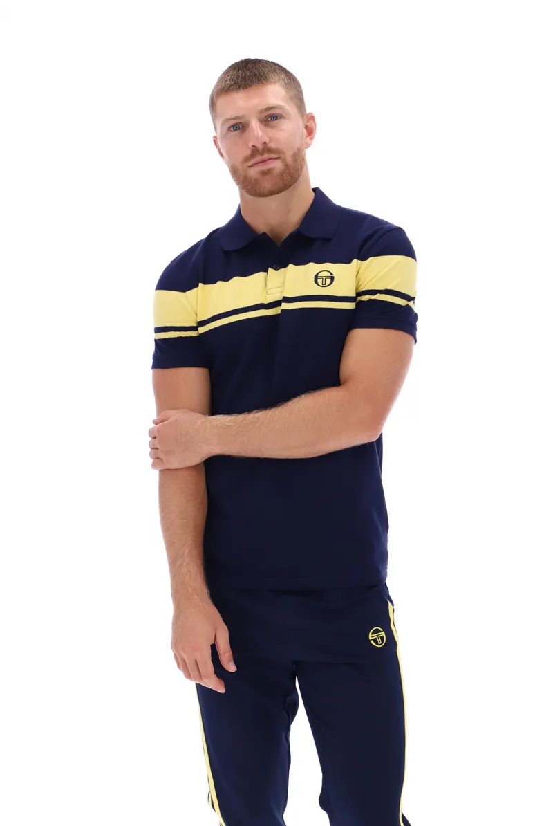 Sergio Tacchini Young Line Polo T-shirt Maritime/Yellow MEDIUM ONLY-4