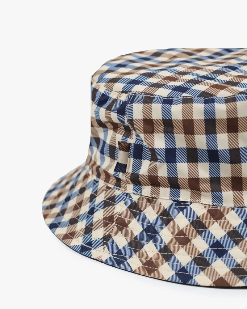 Aquascutum Reversible Bucket Hat Club Check Navy -4