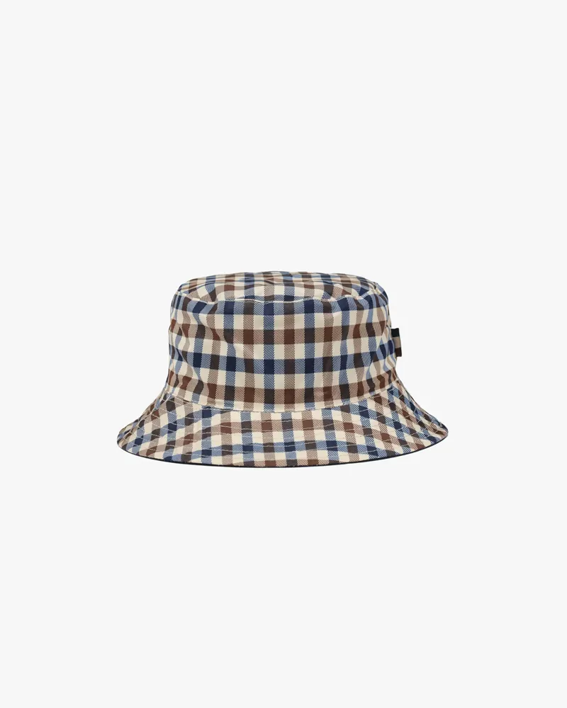 Aquascutum Reversible Bucket Hat Club Check Navy -3