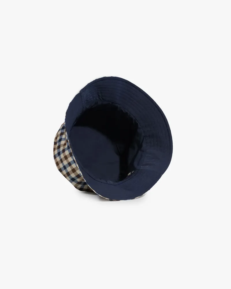Aquascutum Reversible Bucket Hat Club Check Navy -8