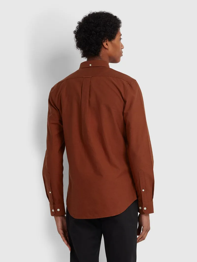 Farah Brewer Slim Fit Shirt Burnt Red-2