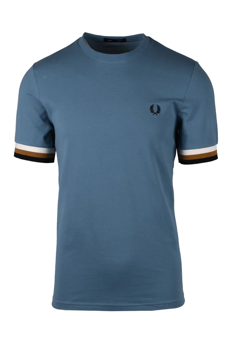 Fred Perry M3594-N11 Striped Cuff Pique T/shirt Ash Blue-4