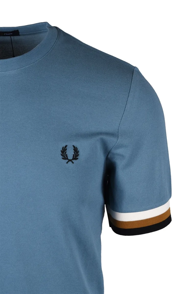 Fred Perry M3594-N11 Striped Cuff Pique T/shirt Ash Blue-2