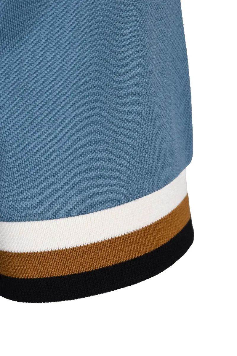 Fred Perry M3594-N11 Striped Cuff Pique T/shirt Ash Blue-1