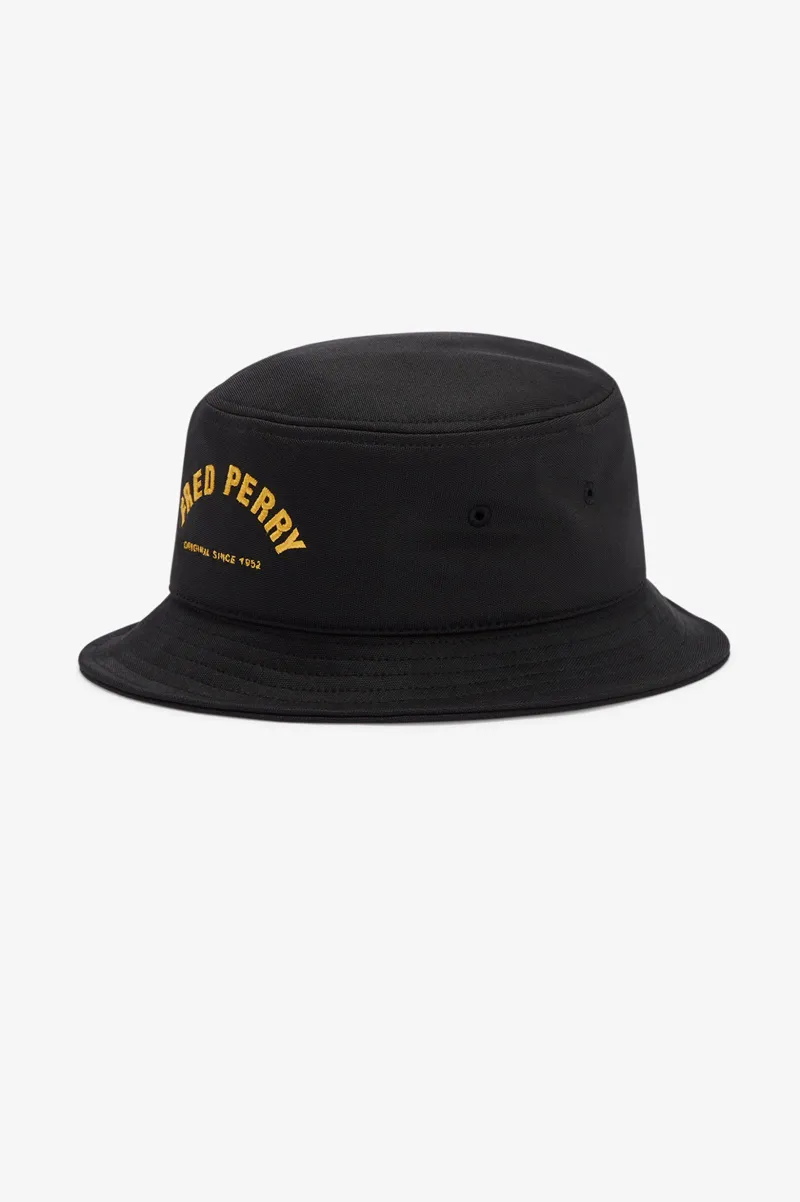 Fred Perry HW1649 102 Mens Arch Branded Tricot Bucket Hat Black