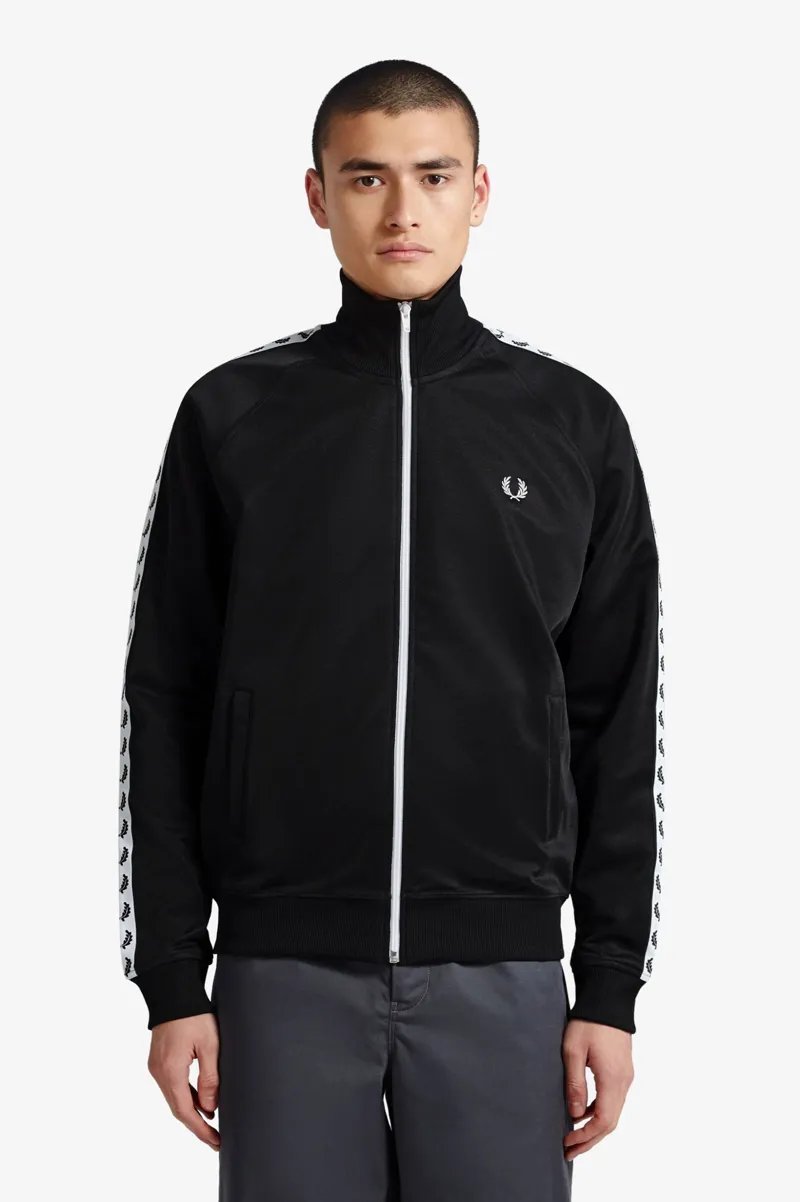 Fred Perry J6231-198 Mens Sports Taped Track Jacket Black