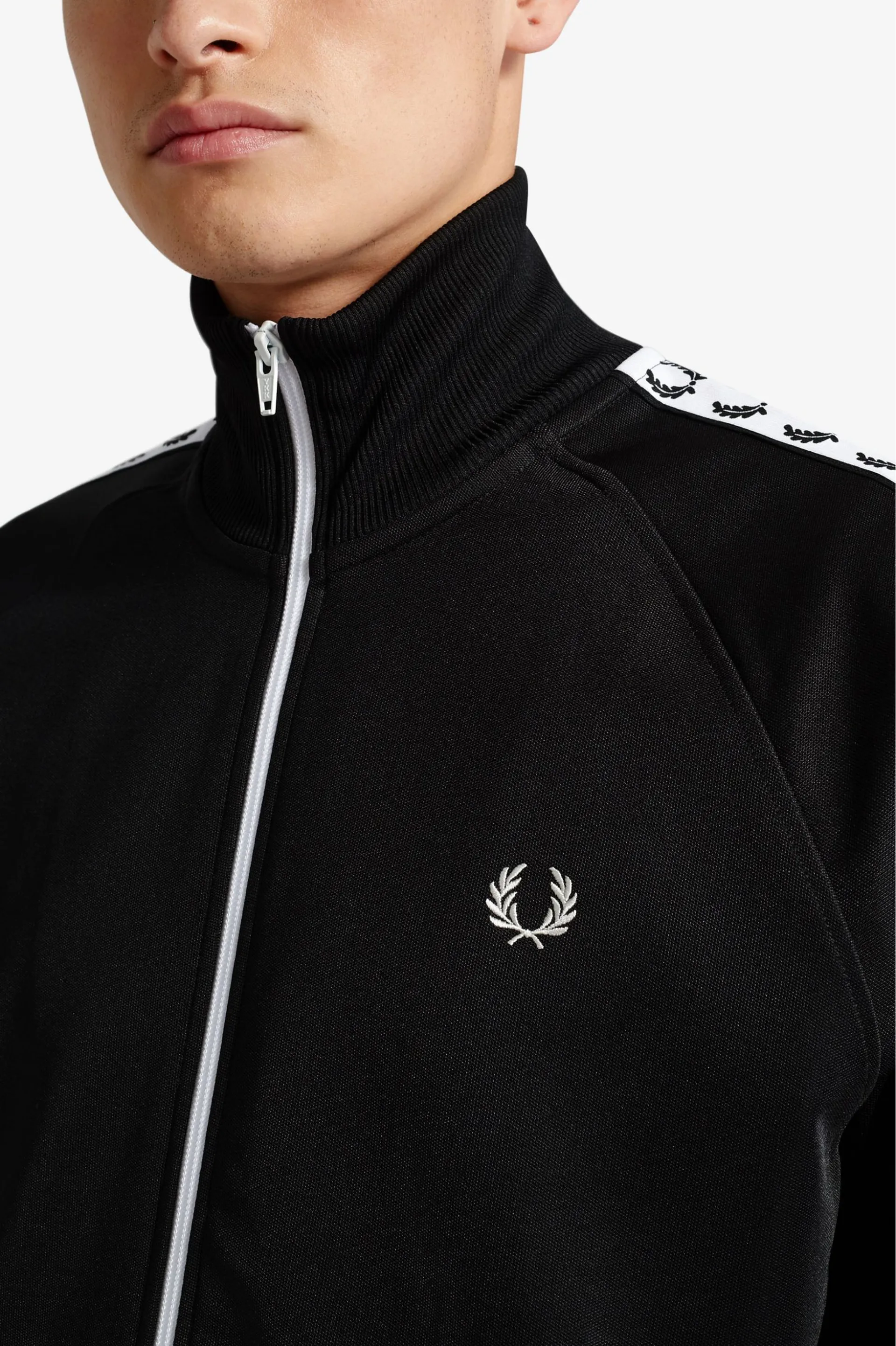 Fred Perry J6231-198 Mens Sports Taped Track Jacket Black
