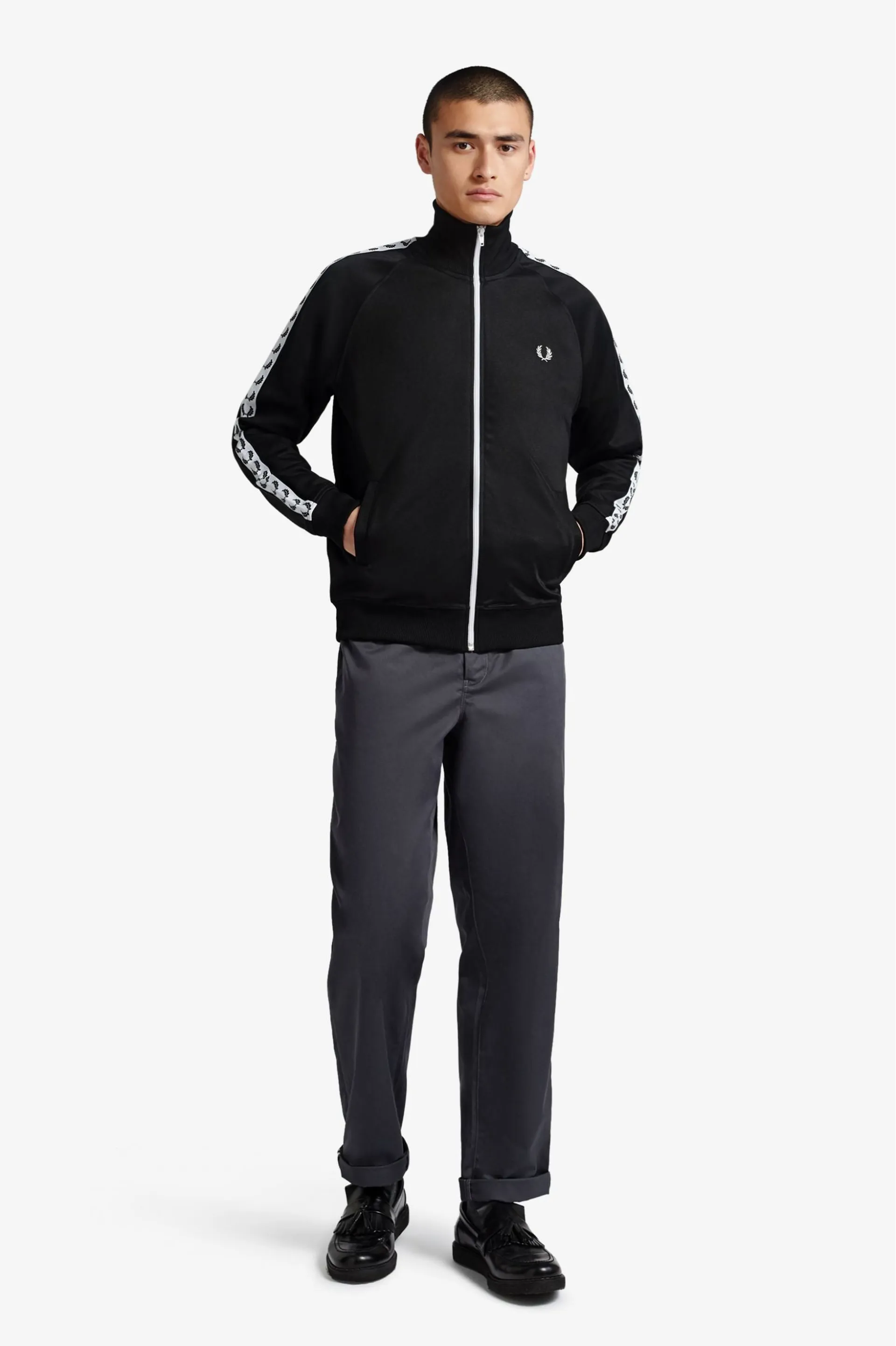Fred Perry J6231-198 Mens Sports Taped Track Jacket Black