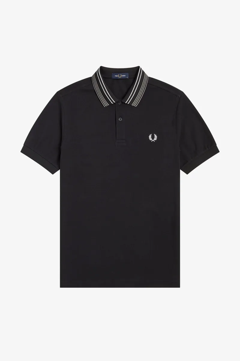 Fred Perry M1695 102 Stripe Collar Polo T shirt Black