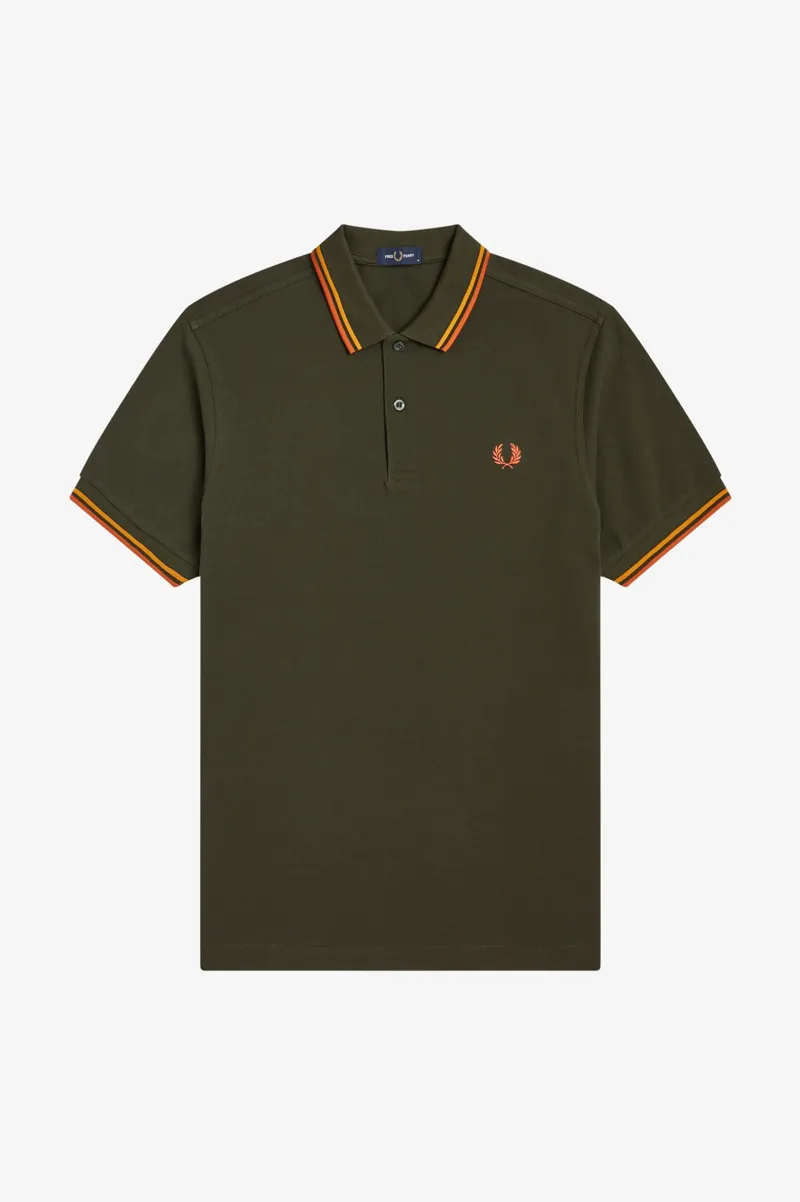 Fred Perry M3600-M85 Mens Polo T-shirt Green / Gold / Rust