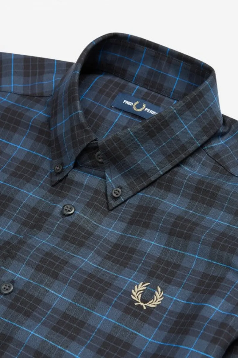 Fred Perry M7557-963 Tartan Check Shirt Midnight Blue-4