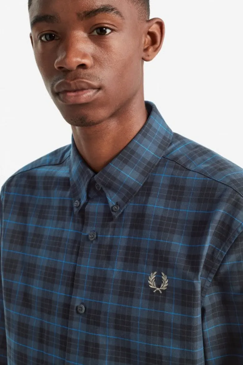 Fred Perry M7557-963 Tartan Check Shirt Midnight Blue-3