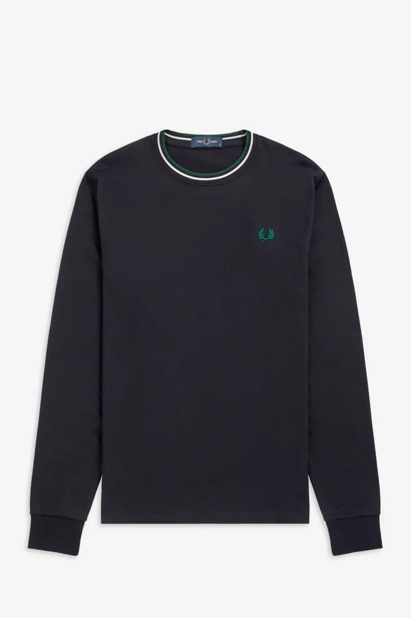 Fred Perry M9602-608 Mens Twin Tipped Long Sleeve T-shirt Navy