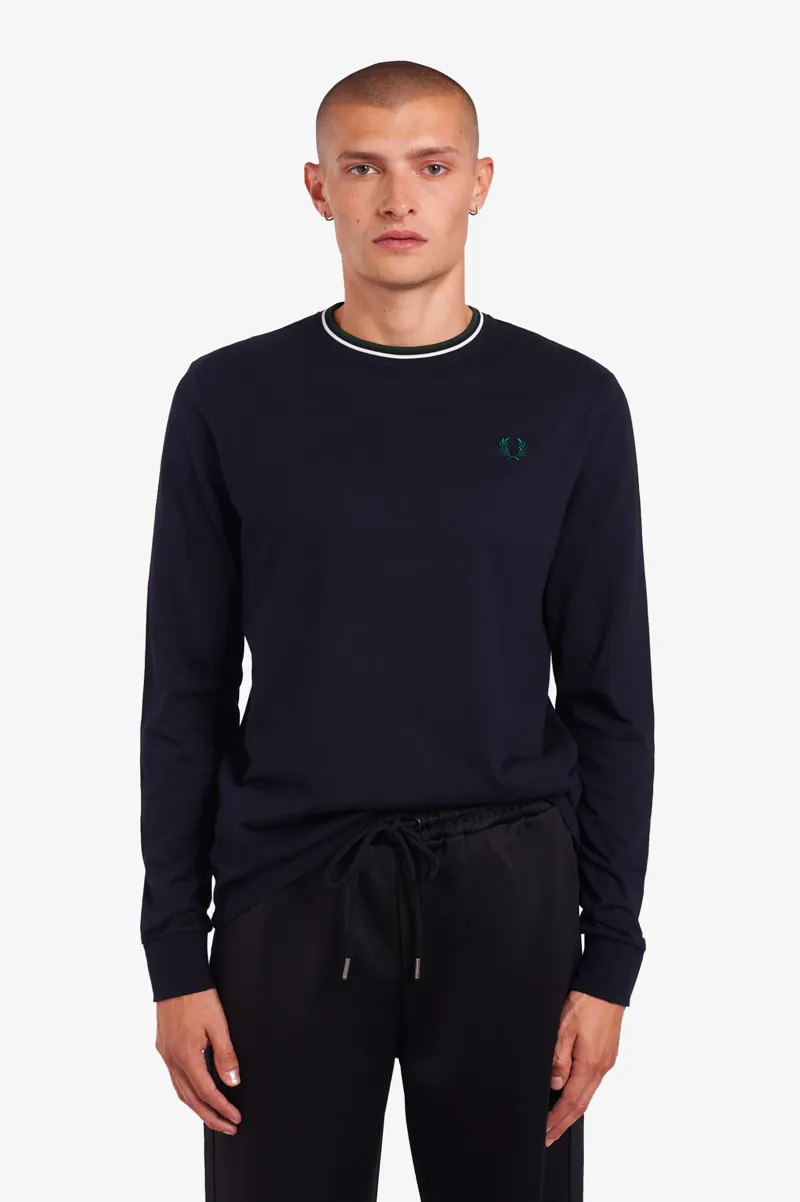 Fred Perry M9602-608 Twin Tipped Long Sleeve T-shirt Navy-1