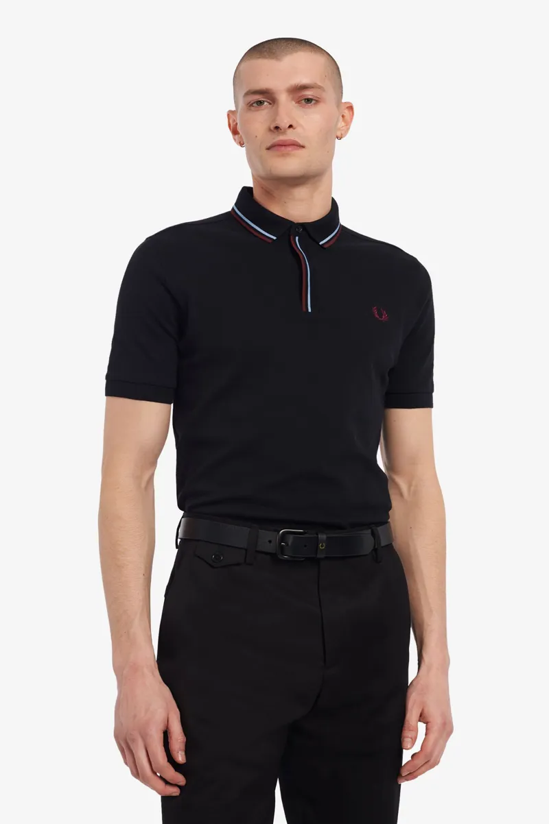 Fred Perry M8559-220 Tipped Placket Polo T-shirt Black-4