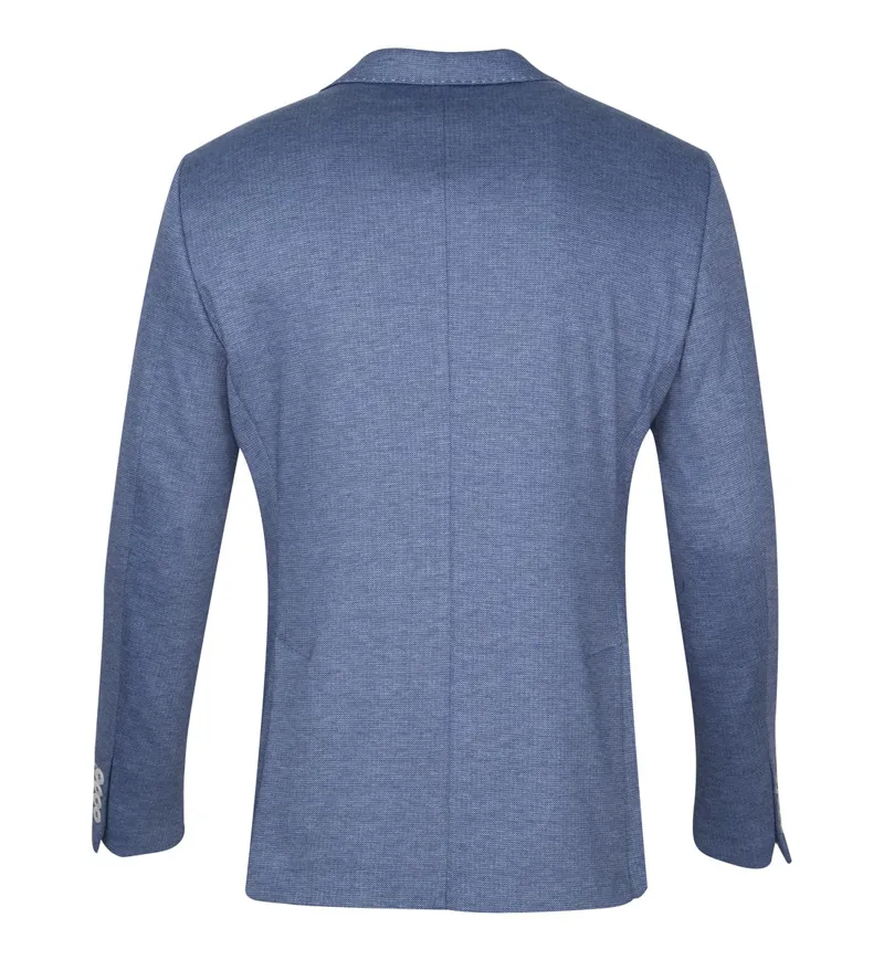 Guide London Knitted Stretch Jersey Fabric Blazer Blue-1