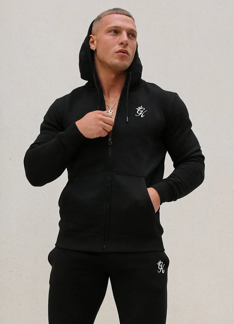 Gym King Basis Hooded  Zip Though Black