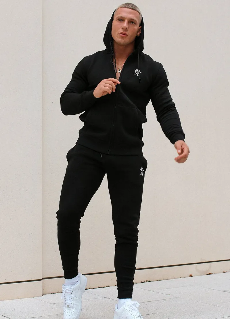 Gym King Basis Hooded  Zip Though Black-1