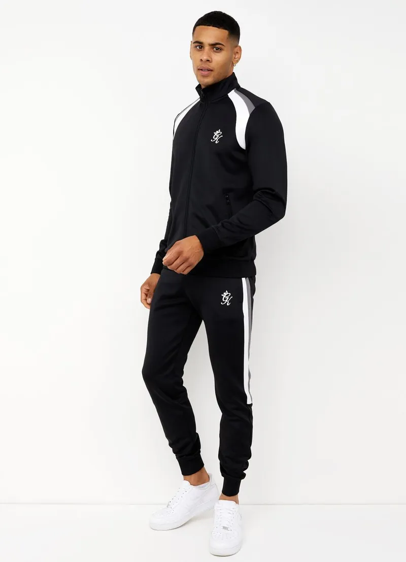 Gym King Retro Panel Funnel Track Top Black / White-1