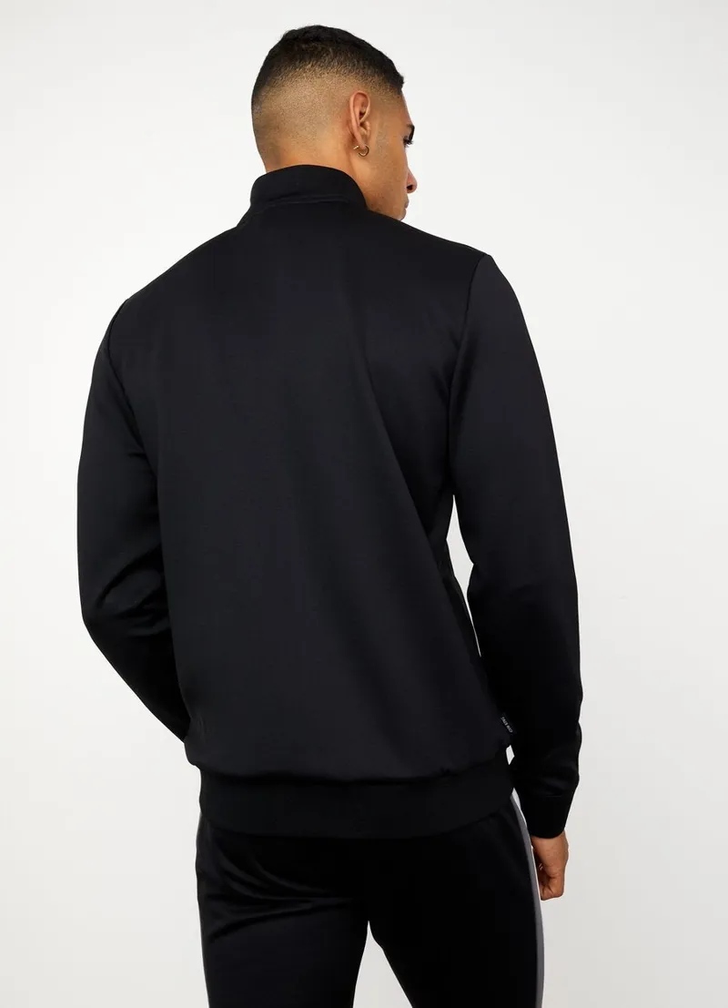Gym King Retro Panel Funnel Track Top Black / White-3