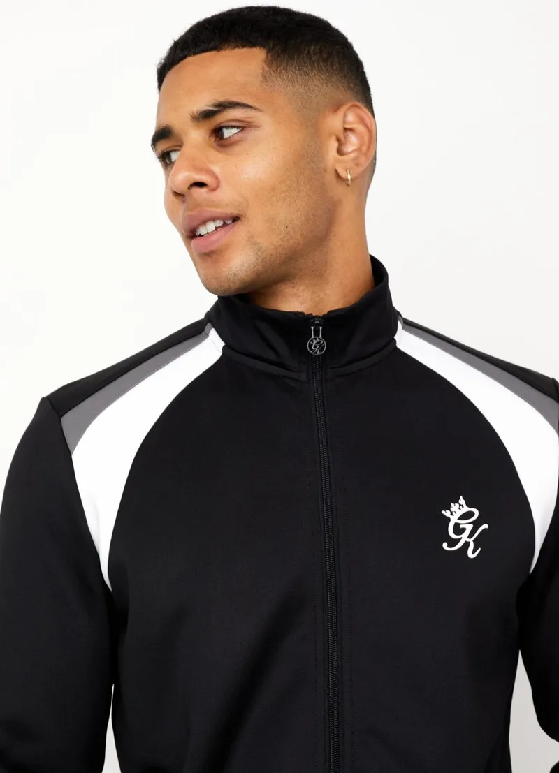 Gym King Retro Panel Funnel Track Top Black / White-4