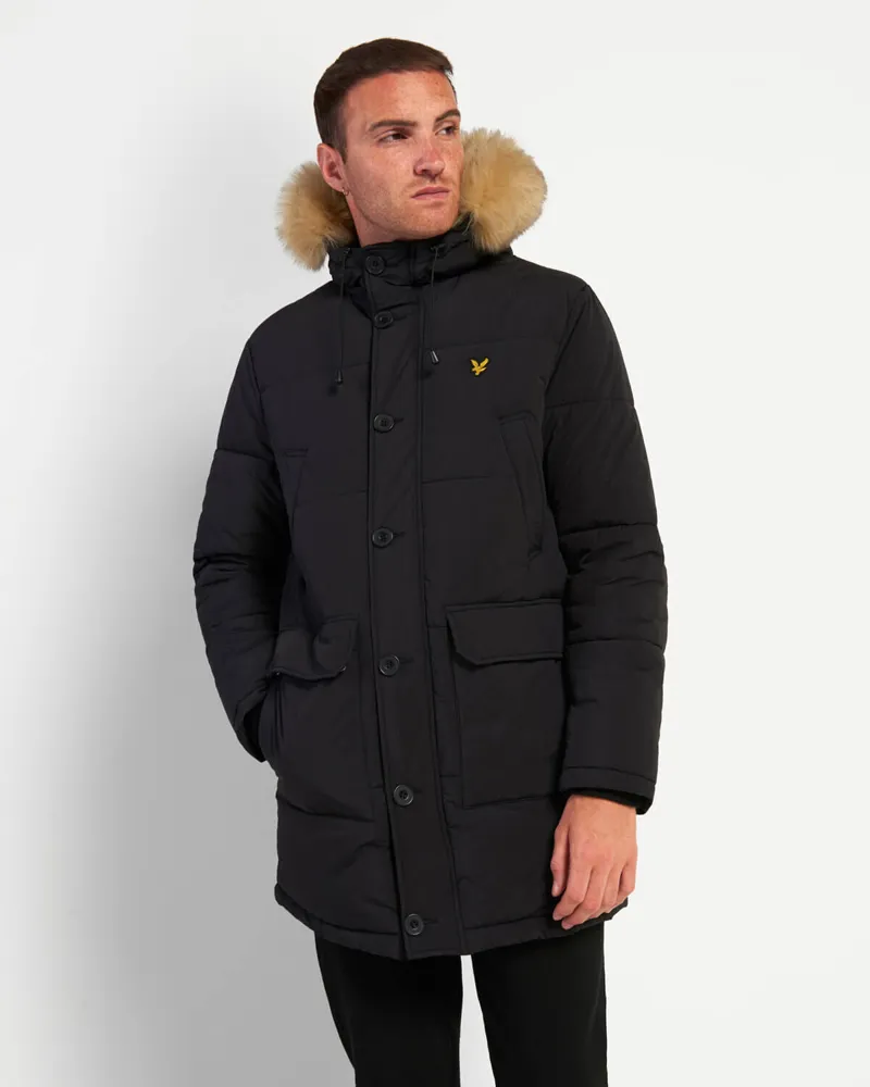 Lyle and Scott Long Puffer Jacket Black-1