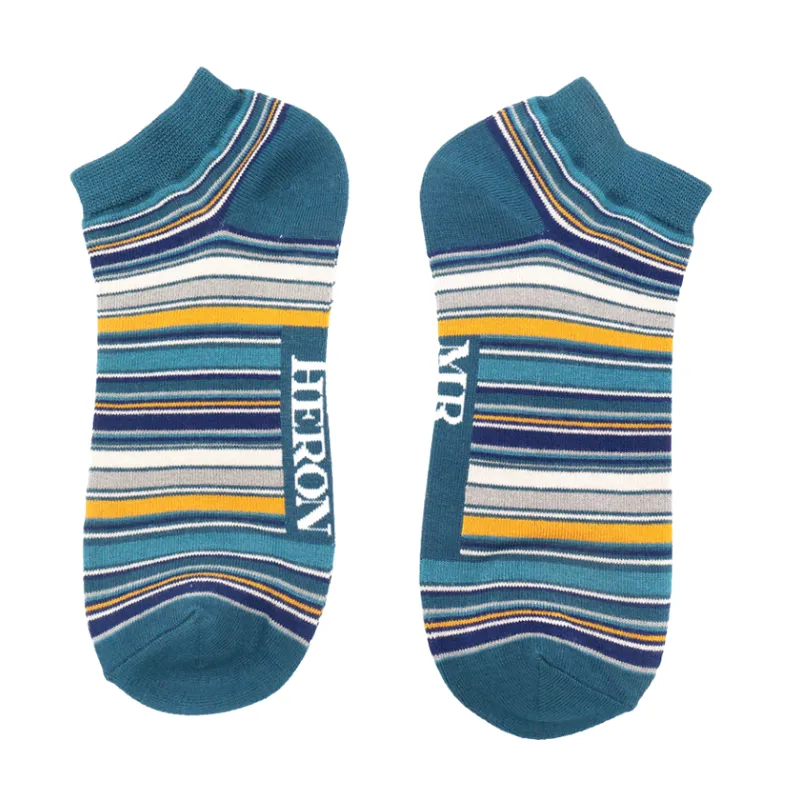 Mr Heron MHT008 Bamboo Trainer Stripe Socks Denim