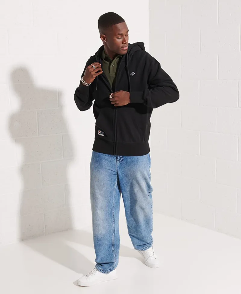 Superdry Essential Core Zip Hoodie Black MEDIUM ONLY LAST ONE-2